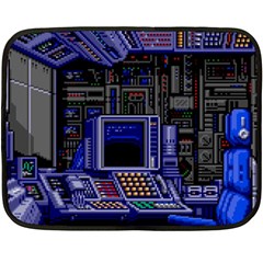 Blue Computer Monitor With Chair Game Digital Wallpaper, Digital Art Fleece Blanket (Mini)