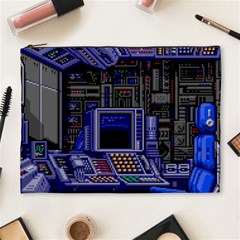 Blue Computer Monitor With Chair Game Digital Wallpaper, Digital Art Cosmetic Bag (XL)