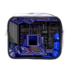 Blue Computer Monitor With Chair Game Digital Wallpaper, Digital Art Mini Toiletries Bag (one Side) by Bakwanart