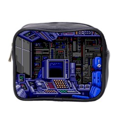 Blue Computer Monitor With Chair Game Digital Wallpaper, Digital Art Mini Toiletries Bag (two Sides) by Bakwanart