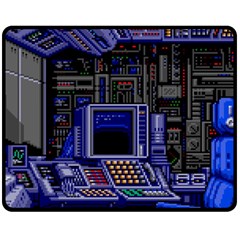 Blue Computer Monitor With Chair Game Digital Wallpaper, Digital Art Fleece Blanket (Medium)