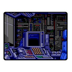 Blue Computer Monitor With Chair Game Digital Wallpaper, Digital Art Fleece Blanket (Small)