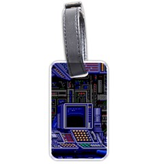 Blue Computer Monitor With Chair Game Digital Wallpaper, Digital Art Luggage Tag (one Side) by Bakwanart