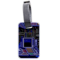 Blue Computer Monitor With Chair Game Digital Wallpaper, Digital Art Luggage Tag (two Sides) by Bakwanart