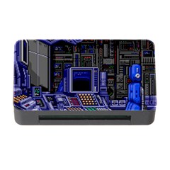 Blue Computer Monitor With Chair Game Digital Wallpaper, Digital Art Memory Card Reader with CF