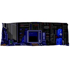 Blue Computer Monitor With Chair Game Digital Wallpaper, Digital Art Body Pillow Case (dakimakura) by Bakwanart