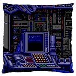 Blue Computer Monitor With Chair Game Digital Wallpaper, Digital Art Large Cushion Case (One Side) Front