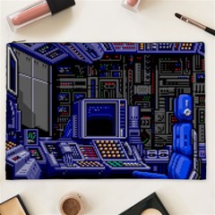 Blue Computer Monitor With Chair Game Digital Wallpaper, Digital Art Cosmetic Bag (XXL)