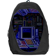 Blue Computer Monitor With Chair Game Digital Wallpaper, Digital Art Backpack Bag