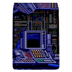 Blue Computer Monitor With Chair Game Digital Wallpaper, Digital Art Removable Flap Cover (l) by Bakwanart