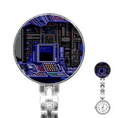 Blue Computer Monitor With Chair Game Digital Wallpaper, Digital Art Stainless Steel Nurses Watch by Bakwanart