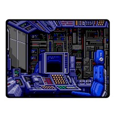 Blue Computer Monitor With Chair Game Digital Wallpaper, Digital Art Two Sides Fleece Blanket (Small)