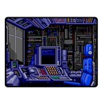 Blue Computer Monitor With Chair Game Digital Wallpaper, Digital Art Two Sides Fleece Blanket (Small) 45 x34  Blanket Back