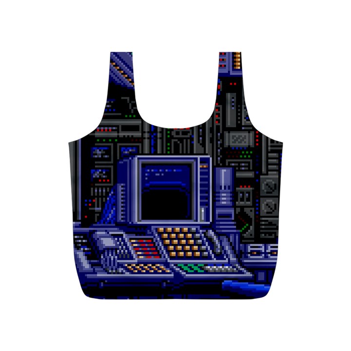 Blue Computer Monitor With Chair Game Digital Wallpaper, Digital Art Full Print Recycle Bag (S)