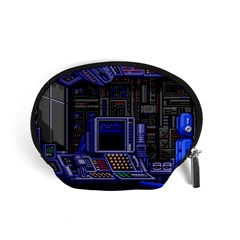 Blue Computer Monitor With Chair Game Digital Wallpaper, Digital Art Accessory Pouch (Small)