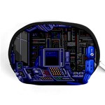 Blue Computer Monitor With Chair Game Digital Wallpaper, Digital Art Accessory Pouch (Medium) Front