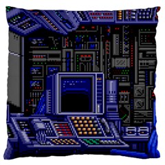 Blue Computer Monitor With Chair Game Digital Wallpaper, Digital Art Standard Premium Plush Fleece Cushion Case (One Side)