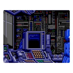 Blue Computer Monitor With Chair Game Digital Wallpaper, Digital Art Two Sides Premium Plush Fleece Blanket (Large)