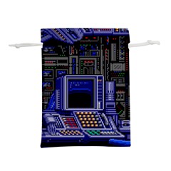 Blue Computer Monitor With Chair Game Digital Wallpaper, Digital Art Lightweight Drawstring Pouch (l) by Bakwanart