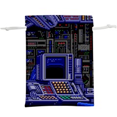 Blue Computer Monitor With Chair Game Digital Wallpaper, Digital Art Lightweight Drawstring Pouch (xl) by Bakwanart