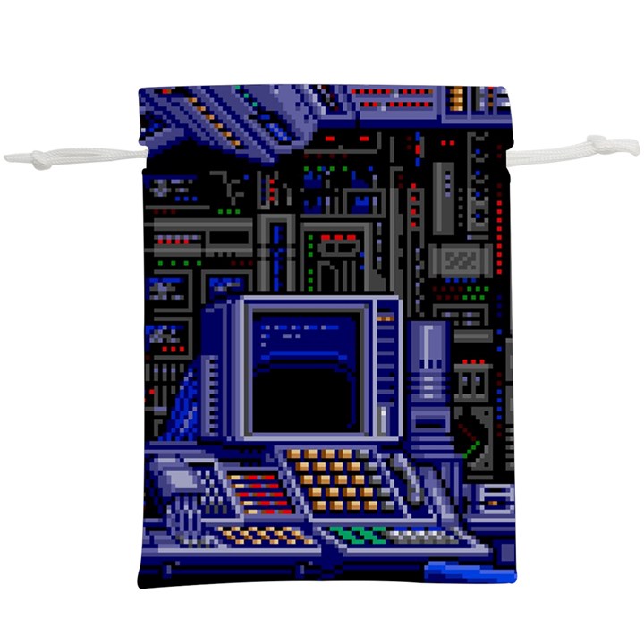 Blue Computer Monitor With Chair Game Digital Wallpaper, Digital Art Lightweight Drawstring Pouch (XL)