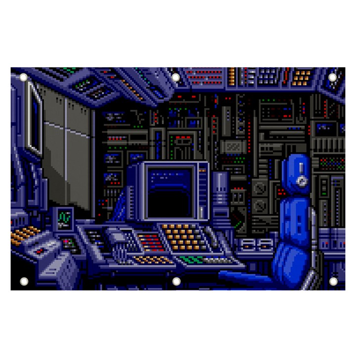 Blue Computer Monitor With Chair Game Digital Wallpaper, Digital Art Banner and Sign 6  x 4 