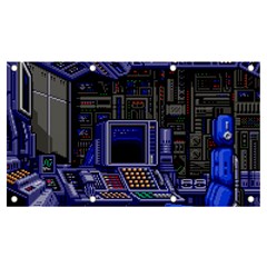 Blue Computer Monitor With Chair Game Digital Wallpaper, Digital Art Banner and Sign 7  x 4 