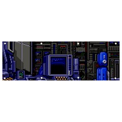 Blue Computer Monitor With Chair Game Digital Wallpaper, Digital Art Banner and Sign 9  x 3 