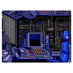 Blue Computer Monitor With Chair Game Digital Wallpaper, Digital Art Premium Plush Fleece Blanket (Extra Small)