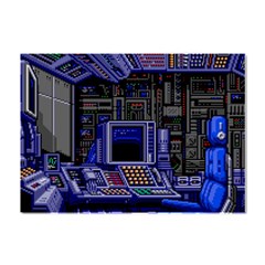 Blue Computer Monitor With Chair Game Digital Wallpaper, Digital Art Crystal Sticker (A4)