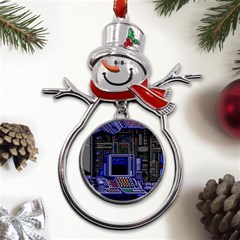 Blue Computer Monitor With Chair Game Digital Wallpaper, Digital Art Metal Snowman Ornament