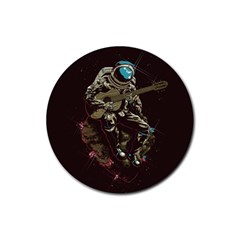 Astronaut Playing Guitar Parody Rubber Coaster (round) by Bakwanart