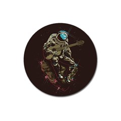 Astronaut Playing Guitar Parody Magnet 3  (round) by Bakwanart