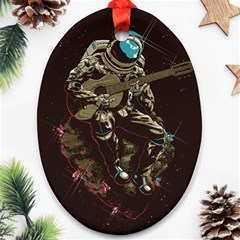 Astronaut Playing Guitar Parody Oval Ornament (two Sides) by Bakwanart