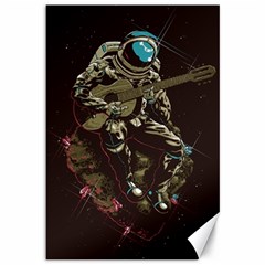 Astronaut Playing Guitar Parody Canvas 12  X 18  by Bakwanart