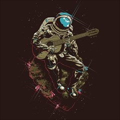 Astronaut Playing Guitar Parody Play Mat (rectangle) by Bakwanart