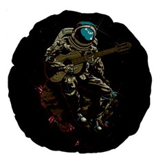 Astronaut Playing Guitar Parody Large 18  Premium Round Cushions by Bakwanart