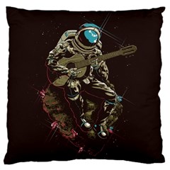 Astronaut Playing Guitar Parody Large Premium Plush Fleece Cushion Case (one Side) by Bakwanart