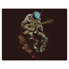 Astronaut Playing Guitar Parody Two Sides Premium Plush Fleece Blanket (medium) by Bakwanart