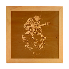 Astronaut Playing Guitar Parody Wood Photo Frame Cube by Bakwanart