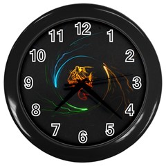 Orange Tiger Illustration Artwork Digital Art Wall Clock (black) by Bakwanart