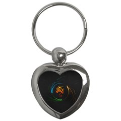 Orange Tiger Illustration Artwork Digital Art Key Chain (heart) by Bakwanart