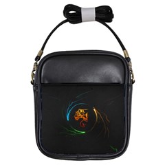 Orange Tiger Illustration Artwork Digital Art Girls Sling Bag by Bakwanart