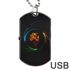 Orange Tiger Illustration Artwork Digital Art Dog Tag Usb Flash (one Side) by Bakwanart