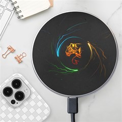 Orange Tiger Illustration Artwork Digital Art Wireless Fast Charger(white) by Bakwanart