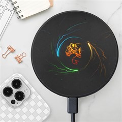 Orange Tiger Illustration Artwork Digital Art Wireless Fast Charger(black) by Bakwanart