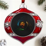 Orange Tiger Illustration Artwork Digital Art Metal Snowflake And Bell Red Ornament Front