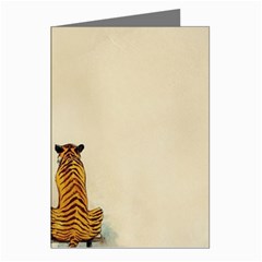 Tiger Sitting Beside Boy Painting Parody Cartoon Greeting Cards (pkg Of 8) by Bakwanart