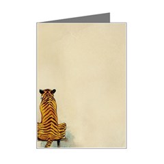 Tiger Sitting Beside Boy Painting Parody Cartoon Mini Greeting Card