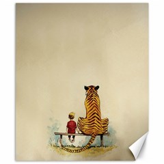 Tiger Sitting Beside Boy Painting Parody Cartoon Canvas 8  X 10  by Bakwanart